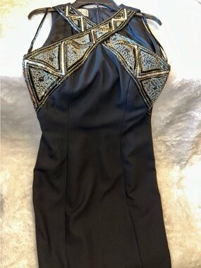 Black Dress with Gold and Silver Embellishments